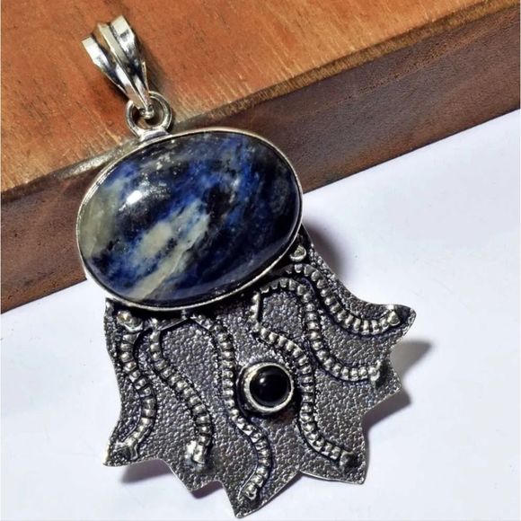 Sodalite Black Onyx Ethnic Handmade Pendant Jewelry 2.4 - Picture 7 of 7